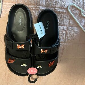 Black Disney Mickey Minnie Mouse themed sandals size 9